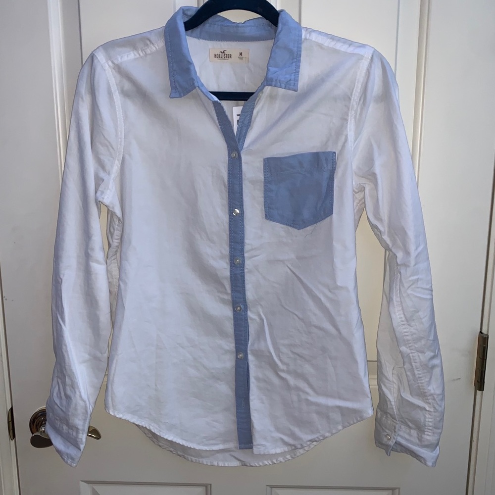 Hollister white button down shirt